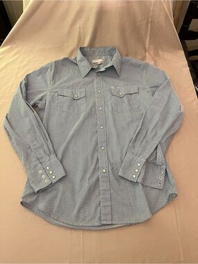 Wrangler Light Blue Micro-Pattern Western Snap Shirt